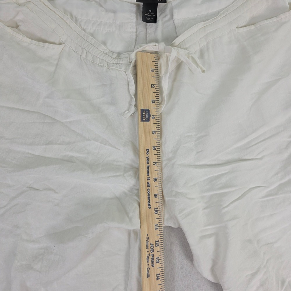 Lane Bryant Women 18 Crop Pants Ivory Excellent Linen Blend Drawstring Casual - Picture 7 of 10